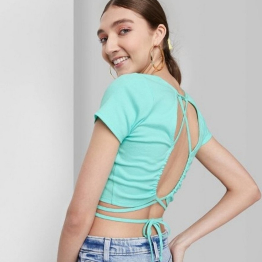 Wild Fable Short Sleeve Lace-Up Back Baby T-Shirt